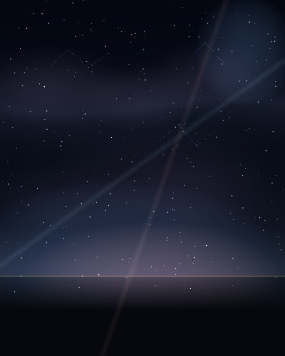 Horizonte cósmico con estrellas, nubes luminosas y un resplandor futurista sobre la línea del horizonte.